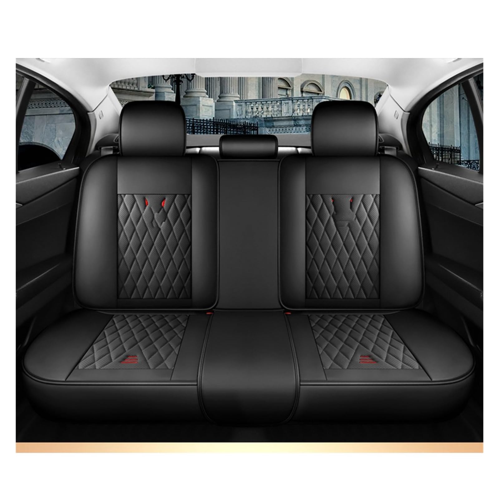 NITRIMS Autositzbezüge Leder-Autositzbezug für Jeep für Cherokee WK2 WJ 2004–2014, Innenzubehör Auto Sitzbezüge(Black Rear) von NITRIMS