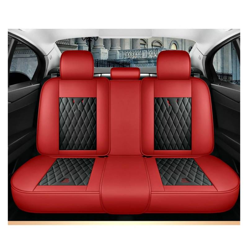 NITRIMS Autositzbezüge Leder-Autositzbezug für Patriot für Wrangler für Compass 2007–2019 für Renegade für Grand Innenausstattung Auto Sitzbezüge(Black Red Rear) von NITRIMS