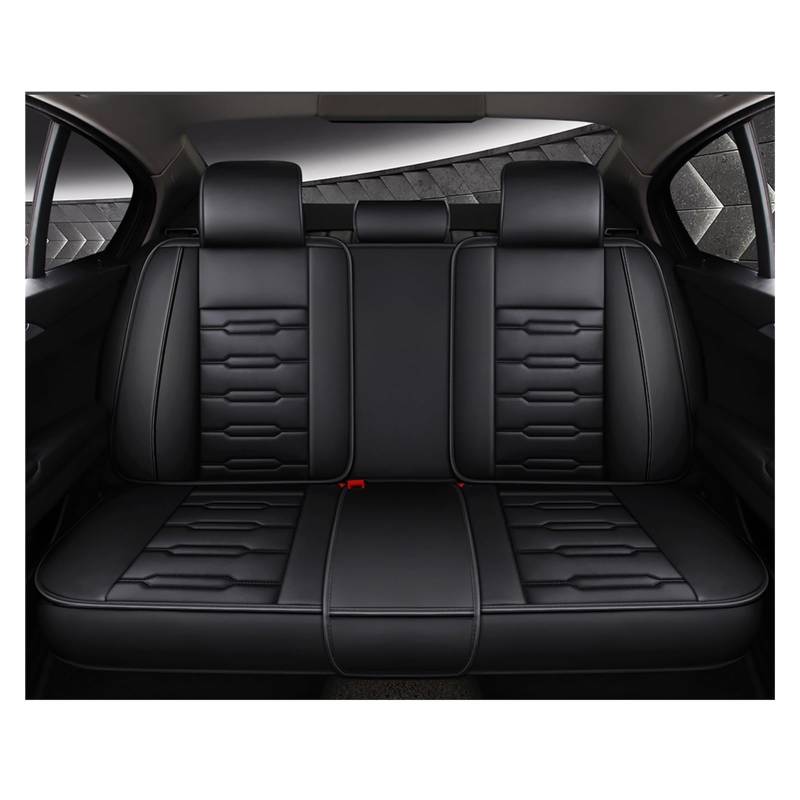 NITRIMS Autositzbezüge Leder Vorne Hinten Komplettset Autositzbezüge Für Optima Für Soul Für Forte Für Spectra Für Sorento Zubehör Auto Sitzbezüge(Black Rear) von NITRIMS