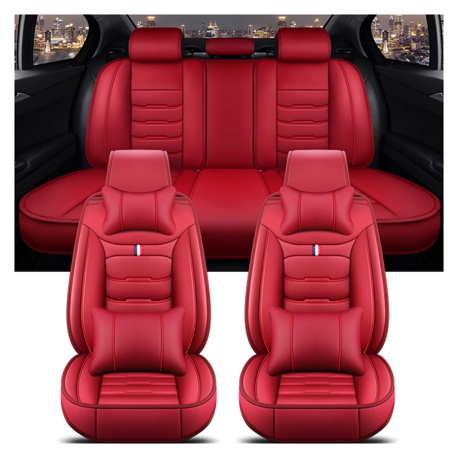 NITRIMS Autositzbezüge Universal Auto Sitzbezug Für 3 Serie Alle Auto Modelle E46 E90 E93 F30 F31 F34 F35 G20 G21 g28 Zubehör Innen Details Auto Sitzbezüge(Red 5 Seat 1) von NITRIMS