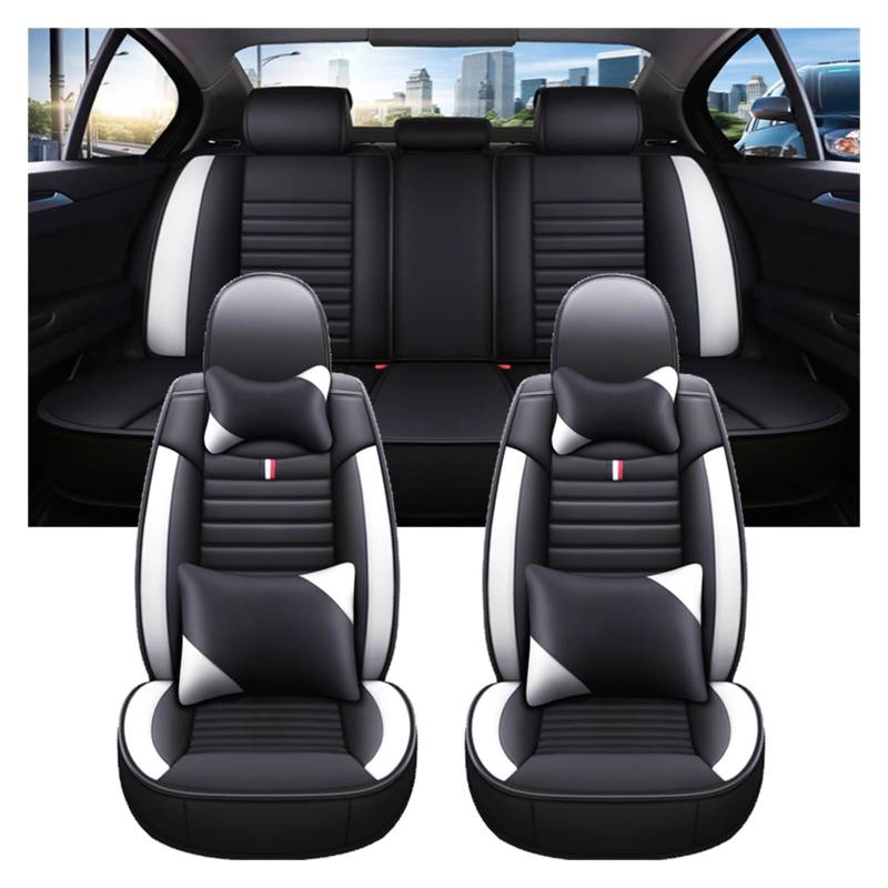 NITRIMS Autositzbezüge Universal Autositzbezug für Clio 3 für Rav4 Zubehör Innendetails Alle Automodelle Auto Sitzbezüge(Black White 5 Seat 1) von NITRIMS