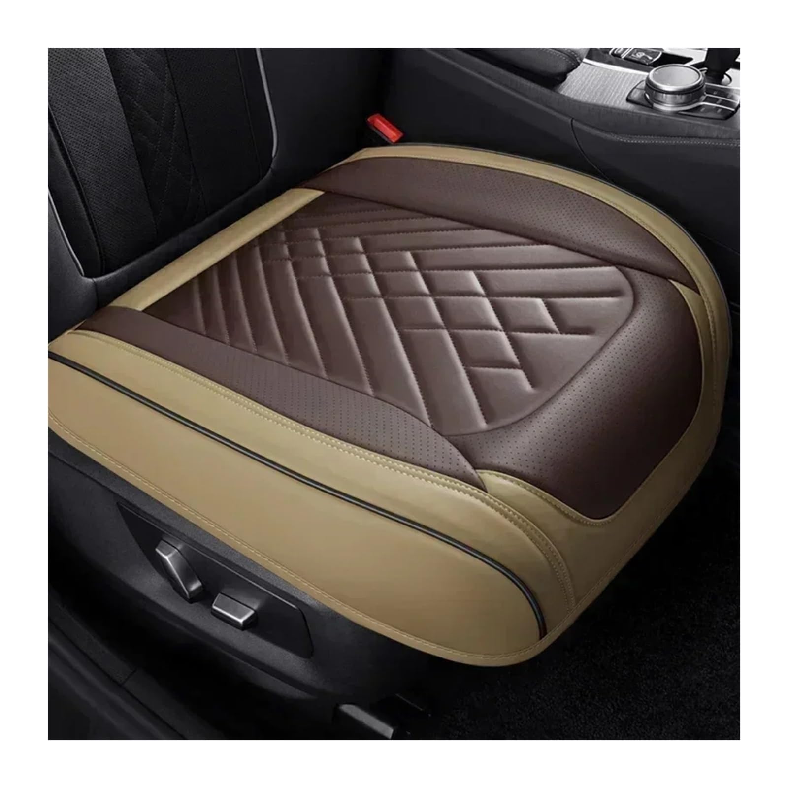 NITRIMS Autositzbezüge Vollständige Abdeckung Autositzbezug Kissen für SEAT alle Automodelle Leon Arona Ateca Tarraco Ibiza Alhambra Autozubehör Auto Sitzbezüge(Beige Coffee 1 Seat) von NITRIMS