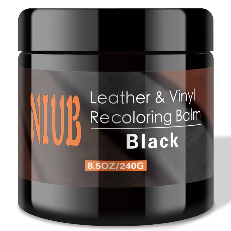 NIUB Lederreparaturset, 240g Schwarz Kunstleder Reparatur Set, Leder Kratzer Entferner, Leder Rückfärbebalsam für Sofas, Möbel, Lederschuhe, Ledercouch Farbe, Schnell trocknender Lederbalsam von NIUB