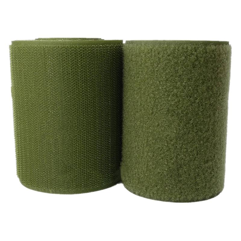 Haushaltswäsche Nähen 100 mm großes Klettband for Aufnähen, Nicht Selbstklebende Nylonstreifen auf der Rückseite, Stoffverschluss, ineinandergreifendes Klebeband(Army Green,100MM x 1 Yards) von NIUSABOU