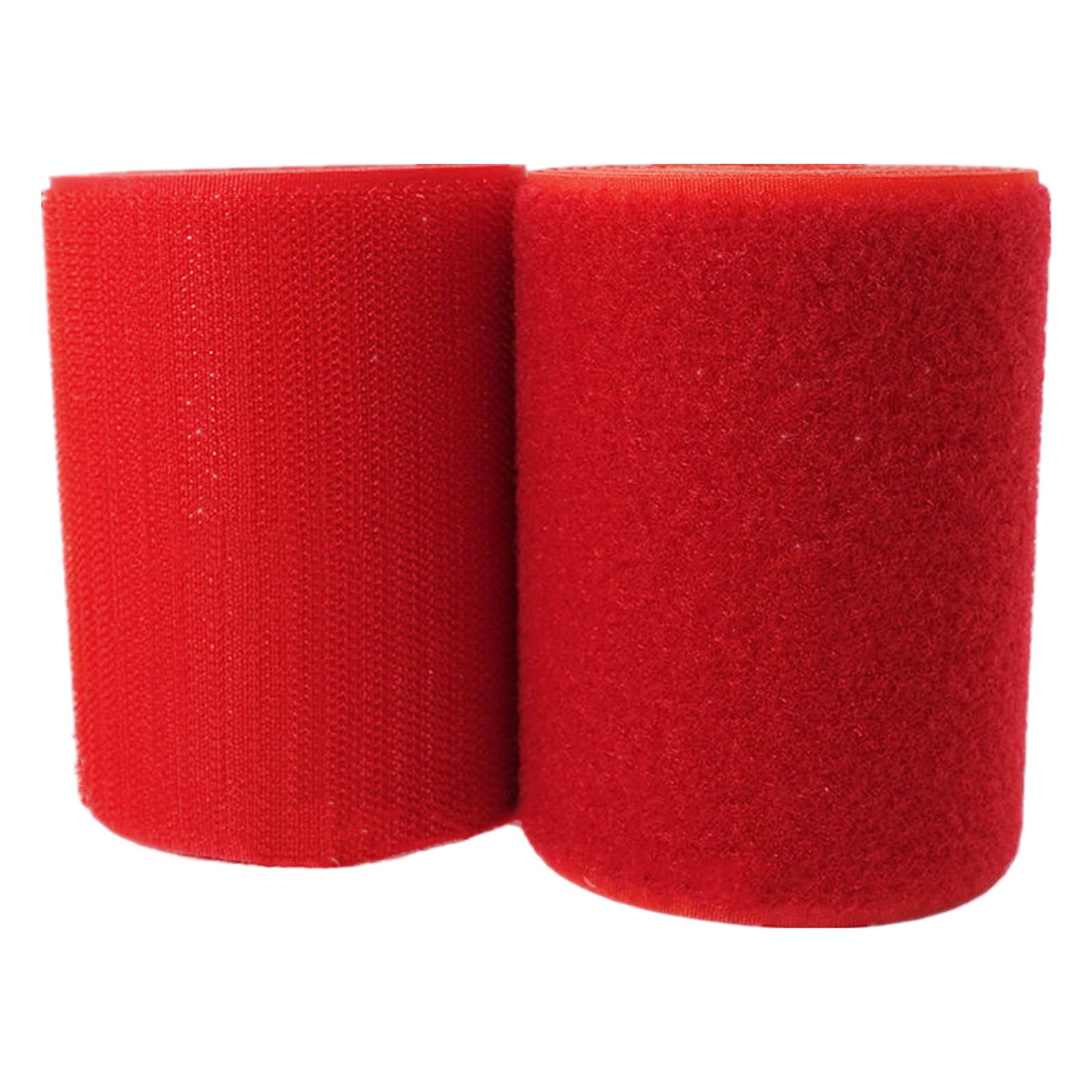 Haushaltswäsche Nähen 100 mm großes Klettband for Aufnähen, Nicht Selbstklebende Nylonstreifen auf der Rückseite, Stoffverschluss, ineinandergreifendes Klebeband(Red,100MM x 1 Yards) von NIUSABOU