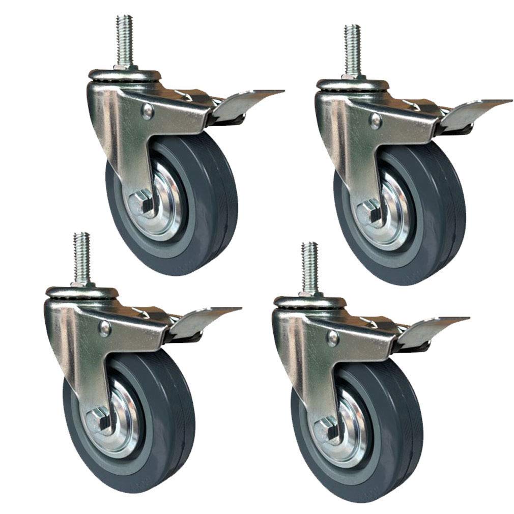 NIUSABOU Ersatz-Industrierollen, blau, Polyurethan-Material, 4er-Set, 270 kg(Brake,3in M10) von NIUSABOU