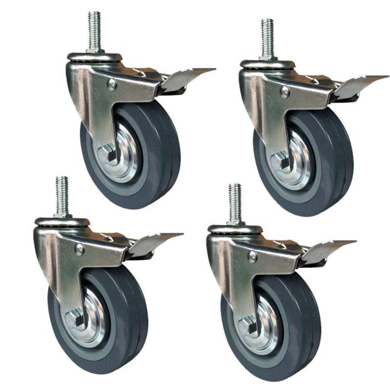 NIUSABOU Ersatz-Industrierollen, blau, Polyurethan-Material, 4er-Set, 270 kg(Brake,3in M12) von NIUSABOU