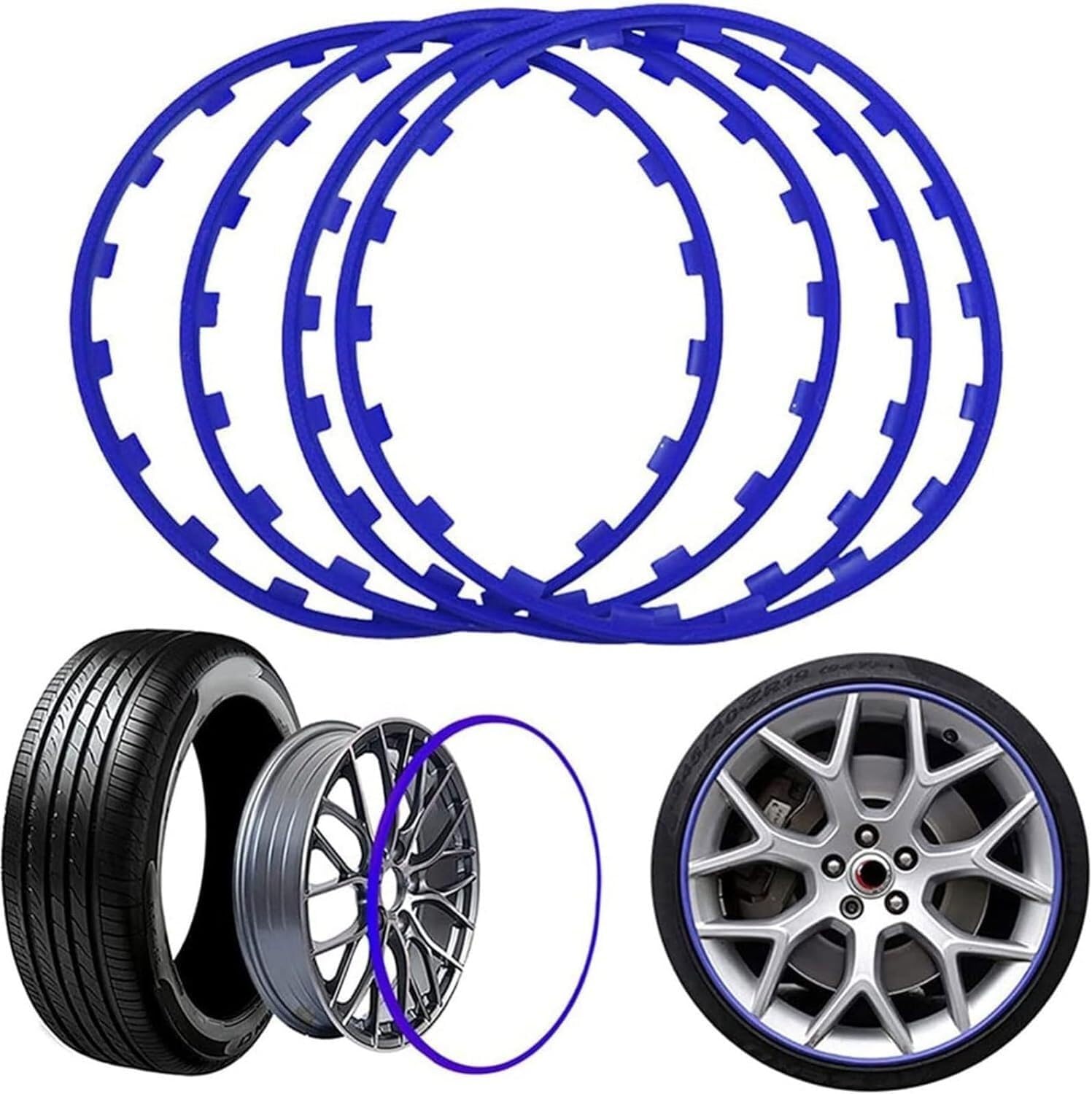 Schutzreifen aus Legierung Felgenschutz, Alufelgenschutz, 15-22 Zoll Felgenschutz, Kratz- und Abriebfest, 4-teiliges Auto-Umrüstset(Black (Black 19-3911tcx),16 inches) von NIUSABOU