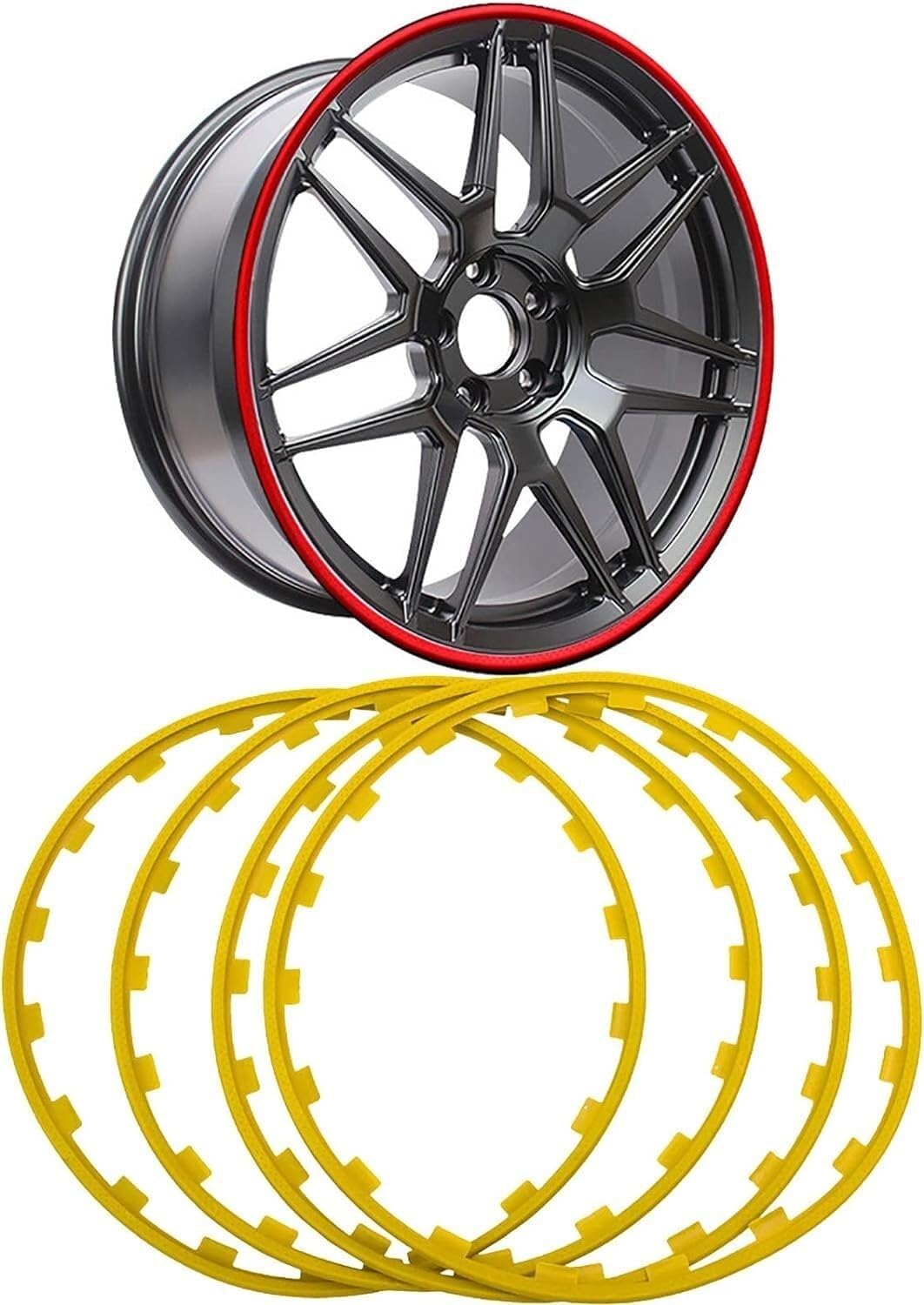 Schutzreifen aus Legierung Felgenschutz Autofelgen,4er Set Schutzring,16-21 Zoll,Leichtmetallfelgenschutz,Für Alle Automodelle(Yellow,17in) von NIUSABOU