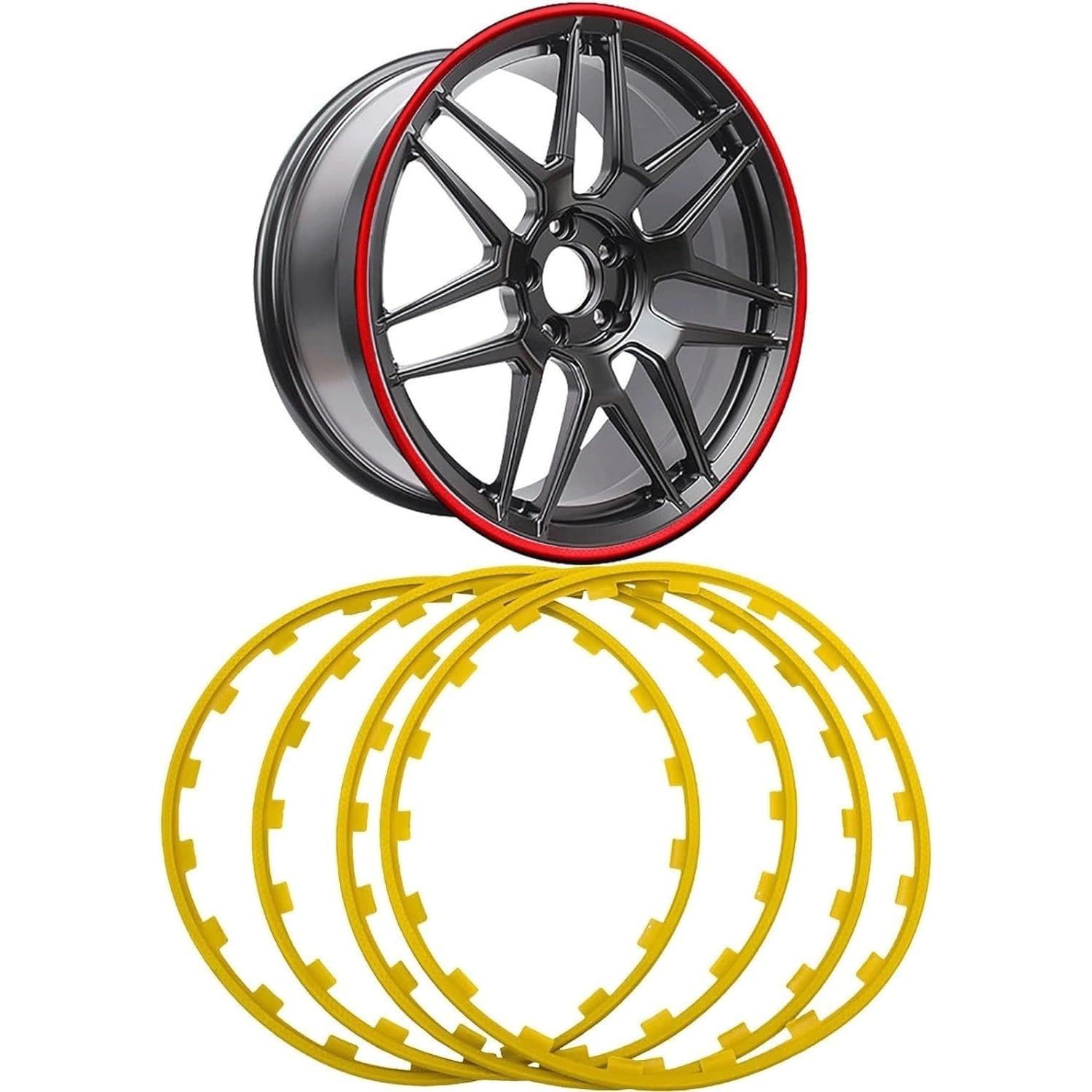 Schutzreifen aus Legierung Felgenschutz aus Aluminiumlegierung, Reifenschutz for Autofelgen, 16-21 Zoll Reifenschutzdekor, Automodifizierter Antikollisionsstreifen(Yellow,16 inches) von NIUSABOU