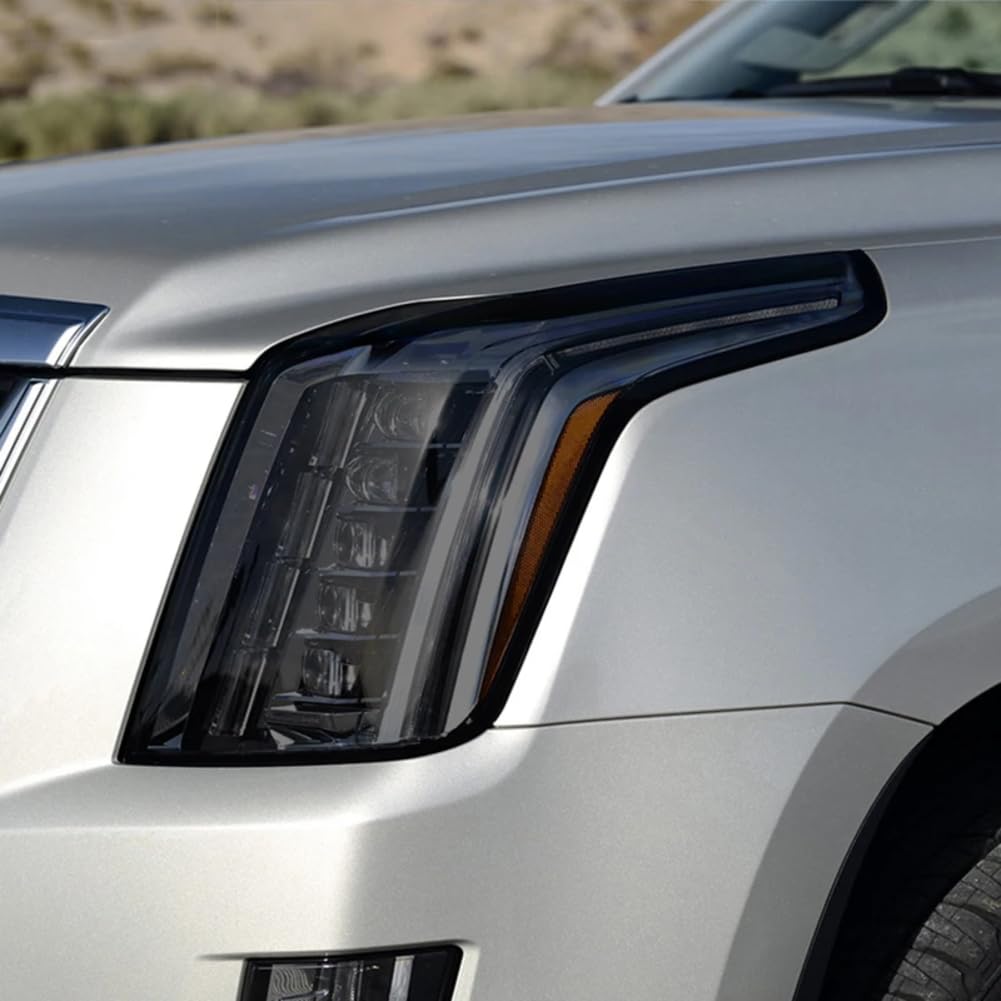 2 Stück Autoscheinwerfer-Schutzfolie, geräucherter schwarzer Tönungsfolien-Vinyl-Transparentaufkleber, für Cadillac Escalade 2015-2020 von NIUSAIFEI