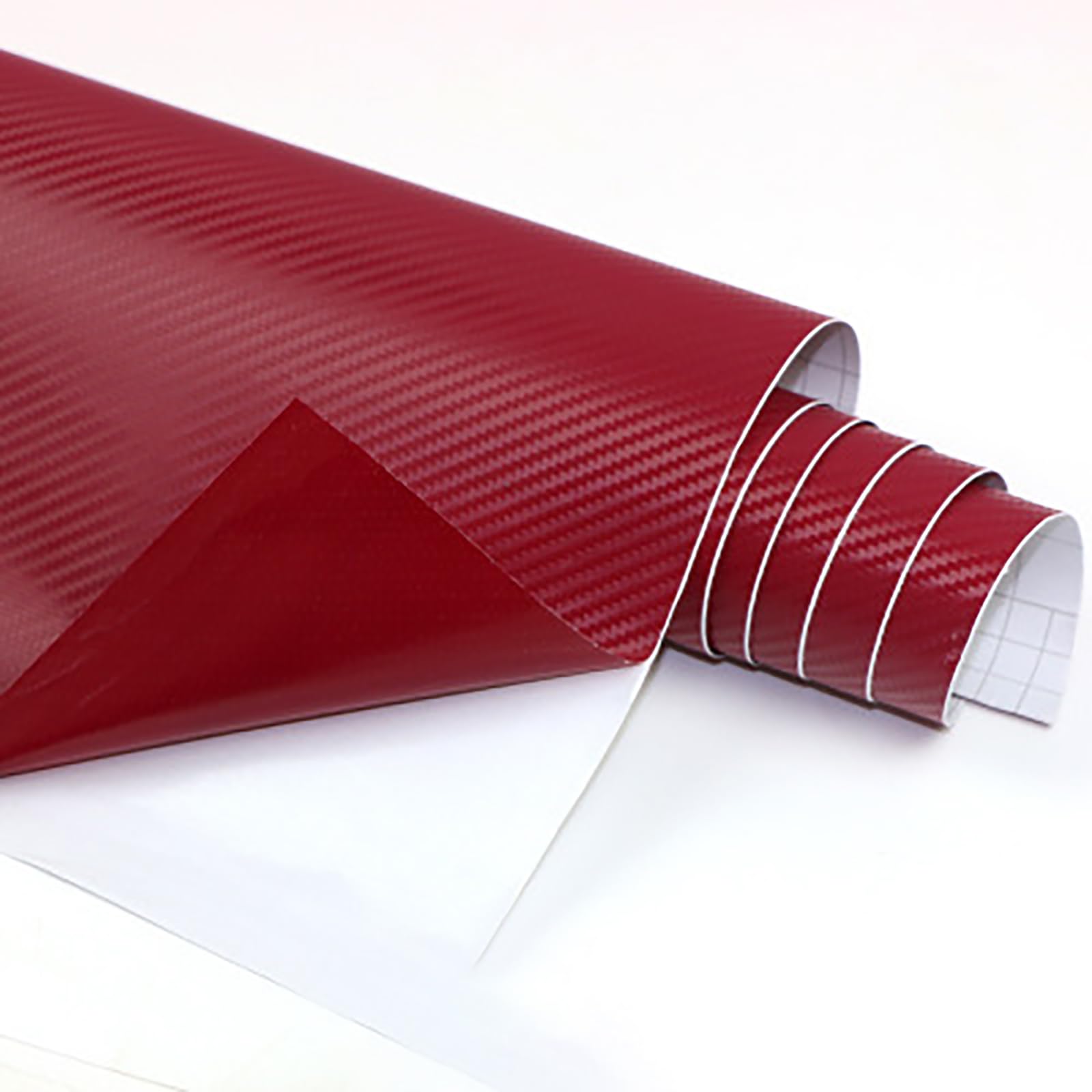 3D Carbon Folie Auto Selbsklebe, Autofolie Carbon Folie Aufkleber Vinyl Wrap, Glänzend Plotterfolie Vinyl, für DIY Auto, Motorrad, Innen/Außen, Autoaufkleber Autofolie (Oxblood Red,1.27m*30cm) von NIUSAIFEI