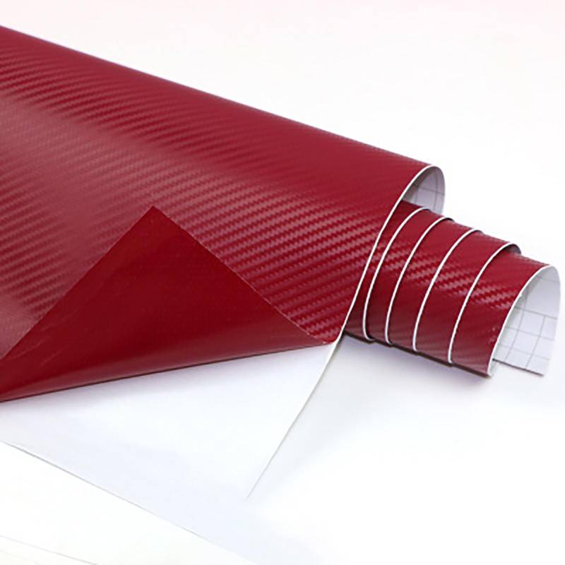 3D Carbon Folie Auto Selbsklebe, Autofolie Carbon Folie Aufkleber Vinyl Wrap, Glänzend Plotterfolie Vinyl, für DIY Auto, Motorrad, Innen/Außen, Autoaufkleber Autofolie (Oxblood Red,1.52m*50cm) von NIUSAIFEI