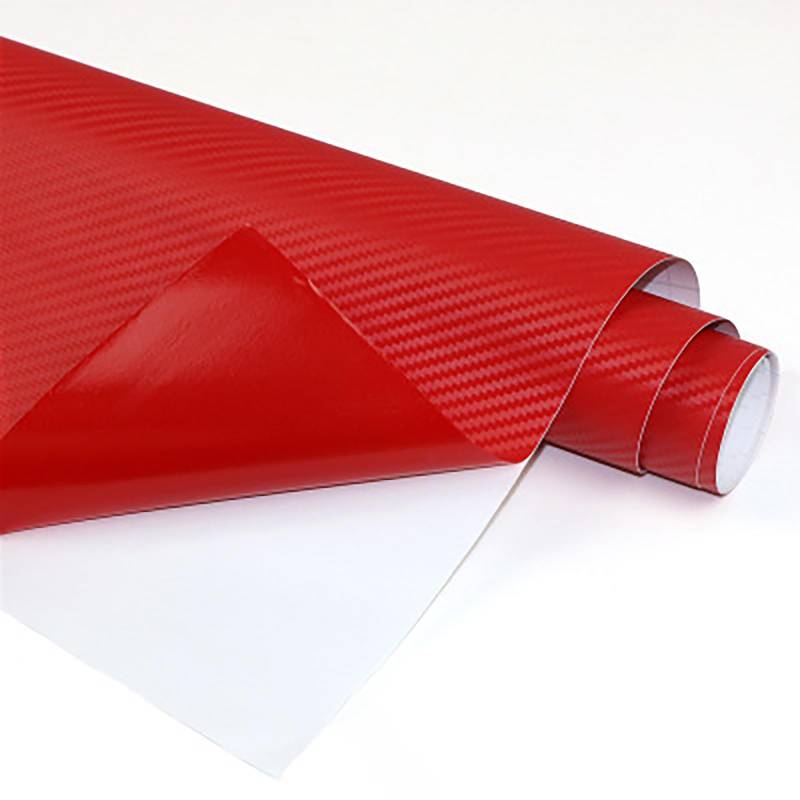 3D Carbon Folie Auto Selbsklebe, Autofolie Carbon Folie Aufkleber Vinyl Wrap, Glänzend Plotterfolie Vinyl, für DIY Auto, Motorrad, Innen/Außen, Autoaufkleber Autofolie (Red,1.27m*30cm) von NIUSAIFEI