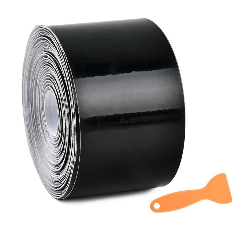 Autofolie Schwarz Glänzend, Selbstklebend Autofolie aus Vinyl, Lackschutzfolie Schutzfolie, füR Auto Motorrad Kfz Chromleisten Auto Folierung, Schwarz (10CM(W) * 5M(L)) von NIUSAIFEI