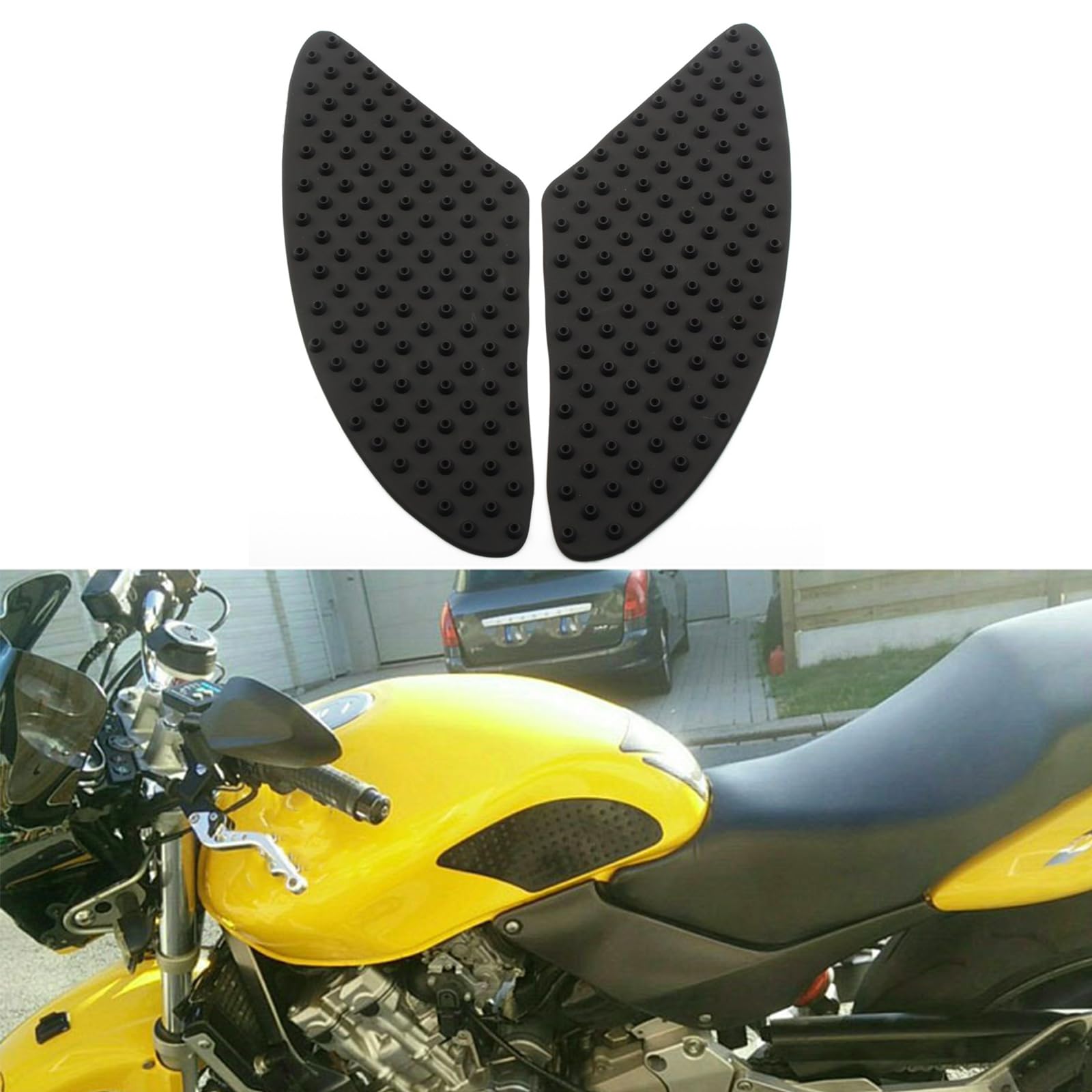 Motorrad Tankpad, Motorcycle Tank Traction Pad, Motorräder Tank Gummi Schutz Aufkleber Universal, Motorcycle Side Gas Knee Grip Protection Non-Slip Rubber Sticker (Schwarz) von NIYATA