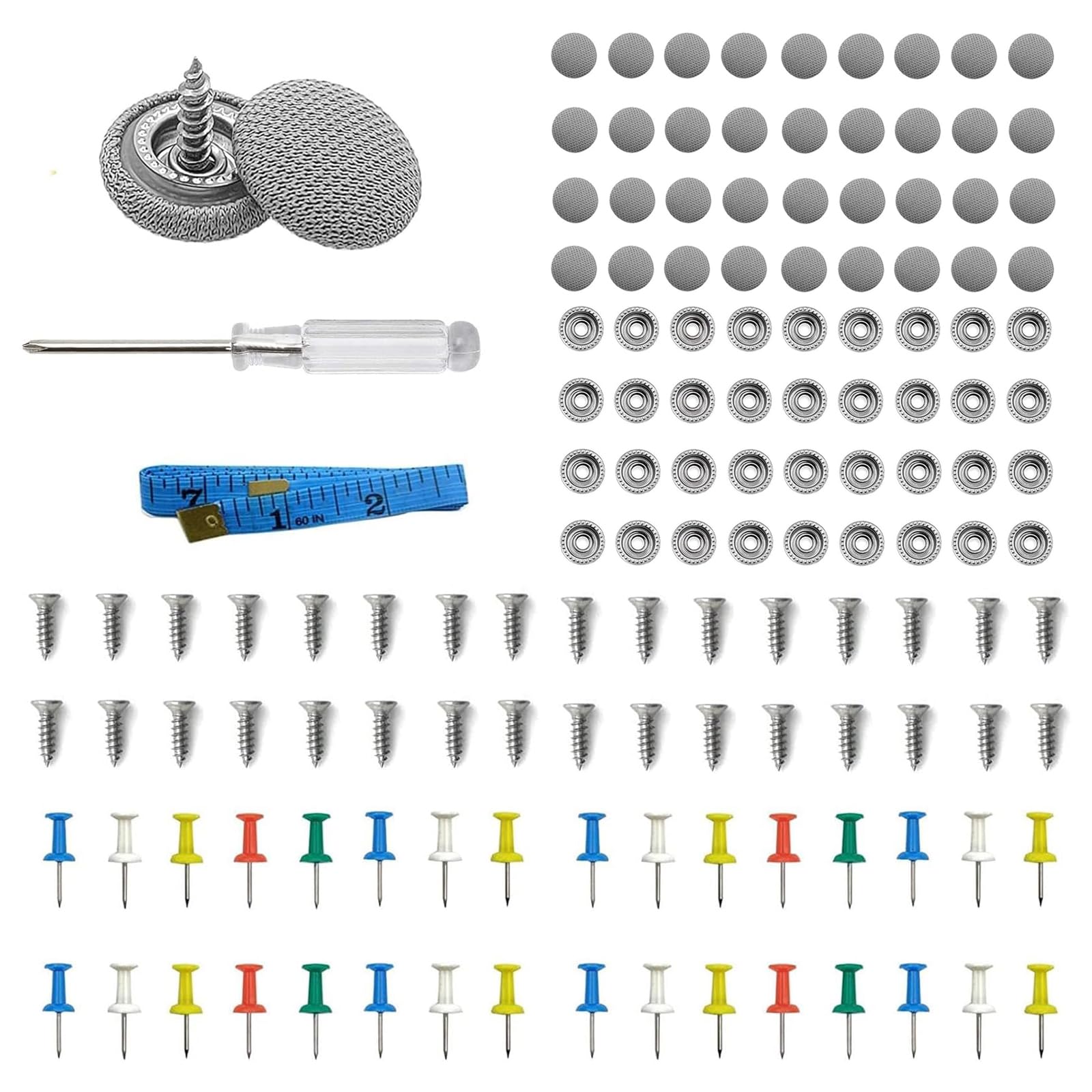 NIYATA 126 Stück Dachhimmel Reparatur Set,Universal Auto Dachhimmel Reparatur Nieten Set,Mit Maßband Und Schraubendreher, Dachhimmel Reparatur Nieten, für Alle Autos von NIYATA