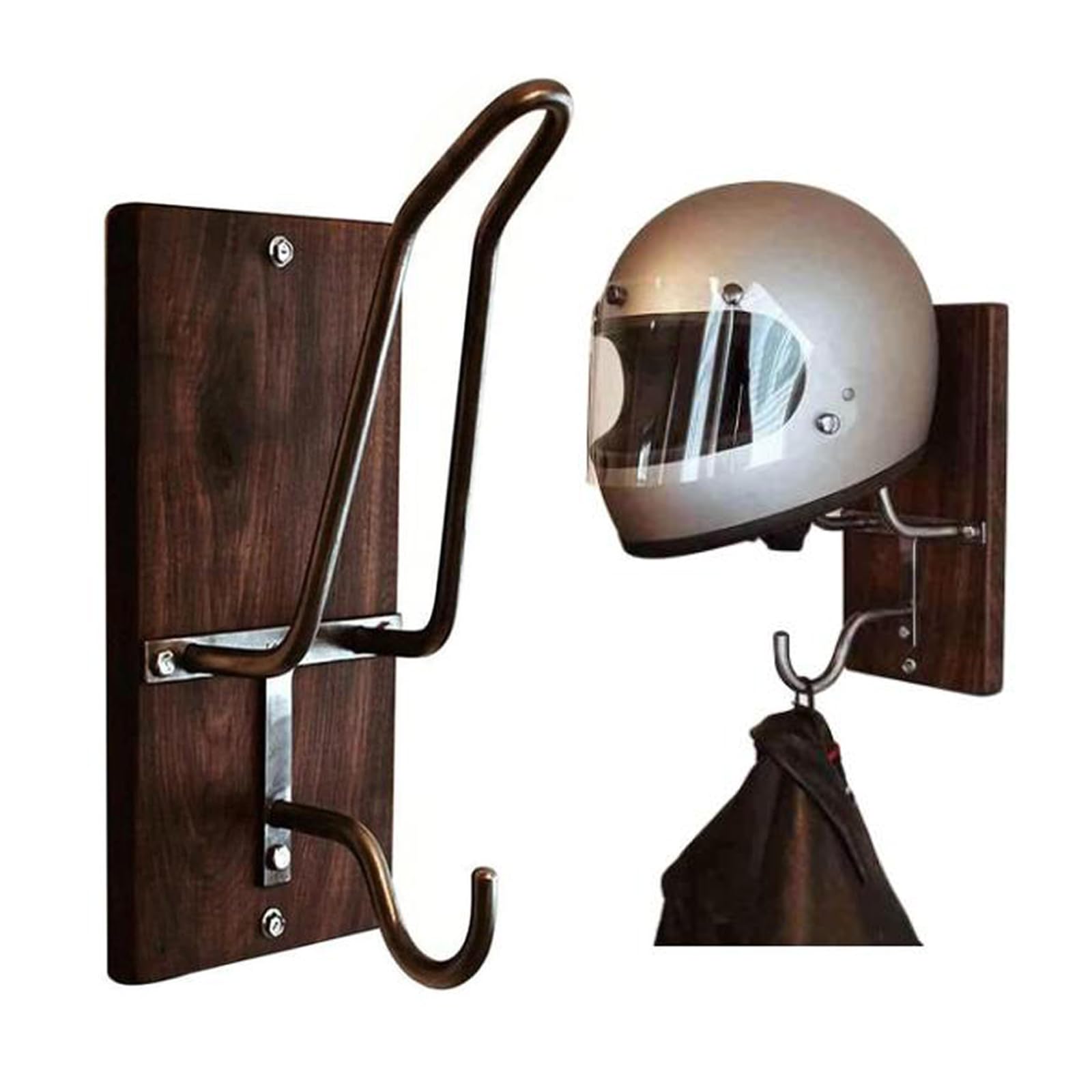 NIYATA Motorradhelm Halterung Wand,Motorradhelm Wandhalterung mit Haken,Multifunktion Helmhalterung Wand,Hölzernm,Dauerhaft,Kann Mäntel,Helme,Hüte Aufhängen,Jacke von NIYATA