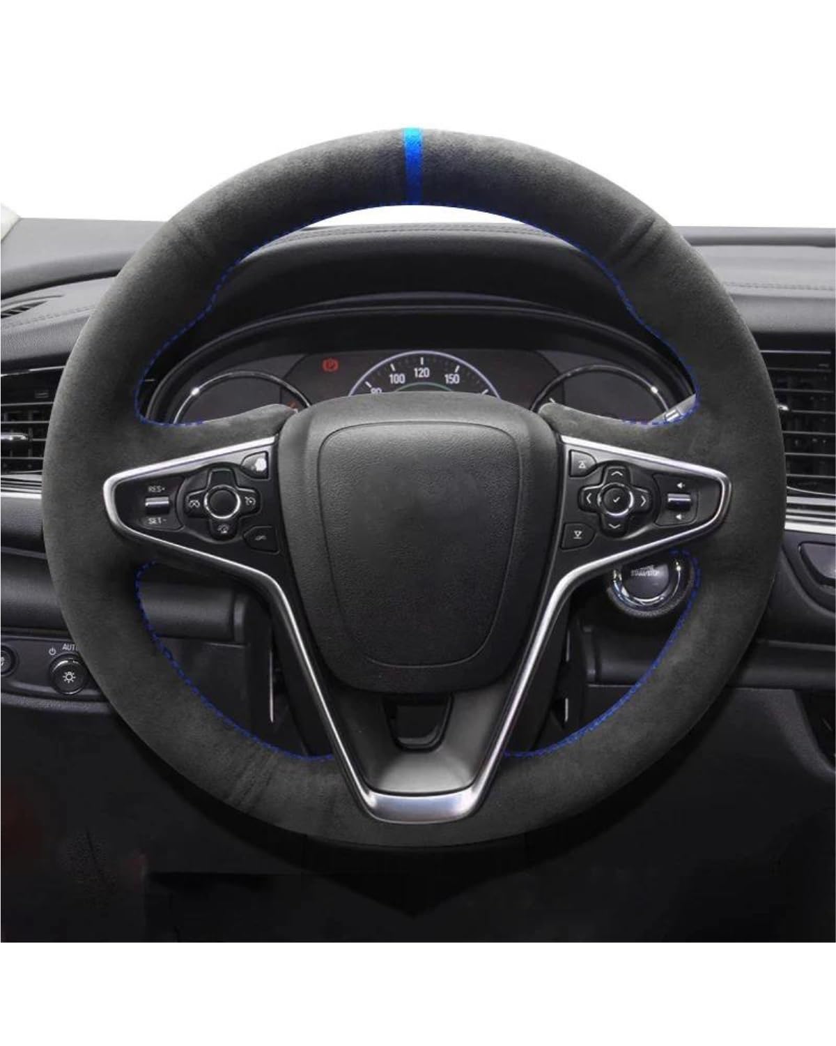 Atmungsaktiver Lenkradschutz Für Insignia CT A Für Vauxhall Für Insignia A Für Buick Für Regal 2013-2017 Handgenähte Auto Lenkrad Abdeckung(Blue Thread) von NJHZBH