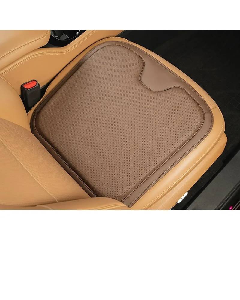 NJHZBH Autositzbezug Autositzbezug, Atmungsaktiver Ledersitzschutz Anti-Rutsch-Matte Vier Jahreszeiten Auto Home-Office-Stuhlmatte Autositzkissen(Brown 1pcs) von NJHZBH