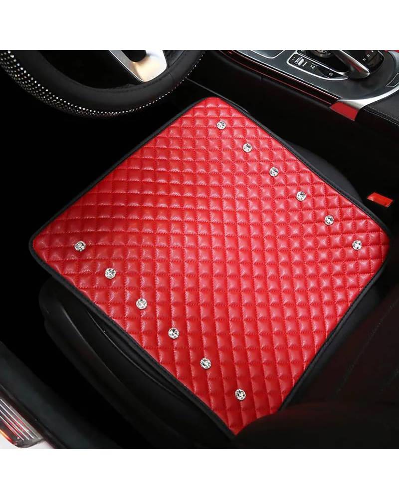 NJHZBH Autositzbezug Autositzbezug Aus Synthetisches Material Mit Strasssteinen Sitzkissen-Stil Innenausstattung Vorder- Und Rücksitzbezug Autositzkissen(1pc red Front pad) von NJHZBH