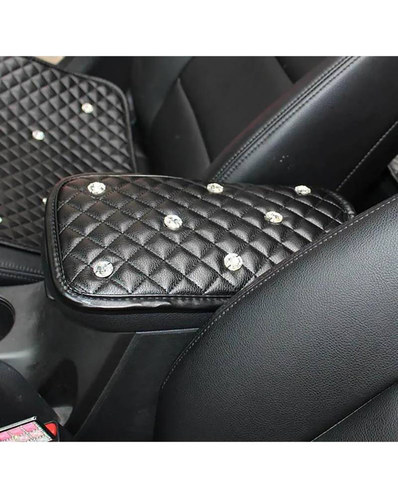 NJHZBH Autositzbezug Autositzbezug Aus Synthetisches Material Mit Strasssteinen Sitzkissen-Stil Innenausstattung Vorder- Und Rücksitzbezug Autositzkissen(Black Armrest pad) von NJHZBH