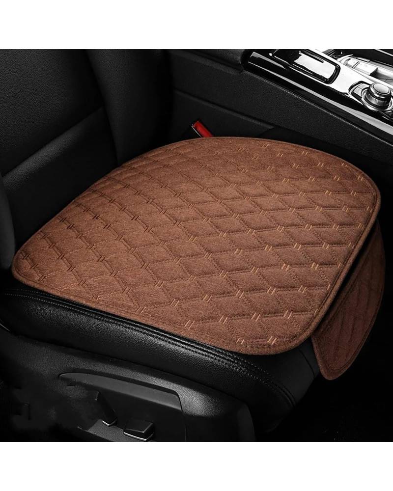 NJHZBH Autositzbezug Autositzbezug Vordersitz Rücksitz Leinenstoff Universelles Verschleißfestes Kissen Atmungsaktiv Vier Jahreszeiten Einzelsitz Autositzkissen(1 Brown seat Cover) von NJHZBH