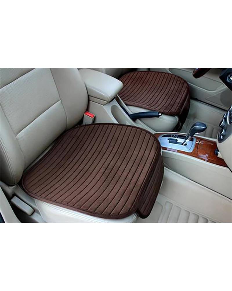 NJHZBH Autositzbezug Autositzkissen Ohne Rückenlehne Plüschsitzkissen Dreiteiliges Set Rutschfestes Gestreiftes Sitzkissen Einzelsitzkissen Vorn Autositzkissen(Brown Front 1pcs) von NJHZBH