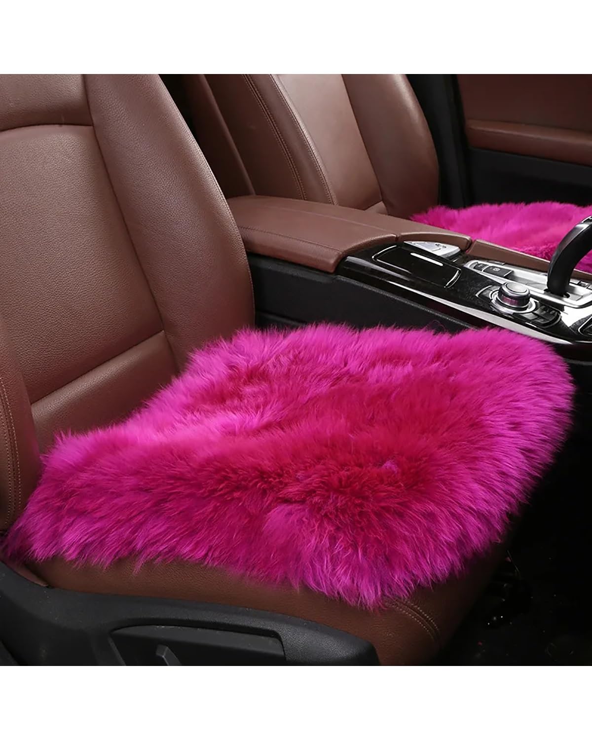 NJHZBH Autositzbezug Winter Plüsch Autositzkissen Autositz Innenausstattung Verdicktes Wollkissen Für Warmhalten Autositzkissen(1pcs deep pink) von NJHZBH