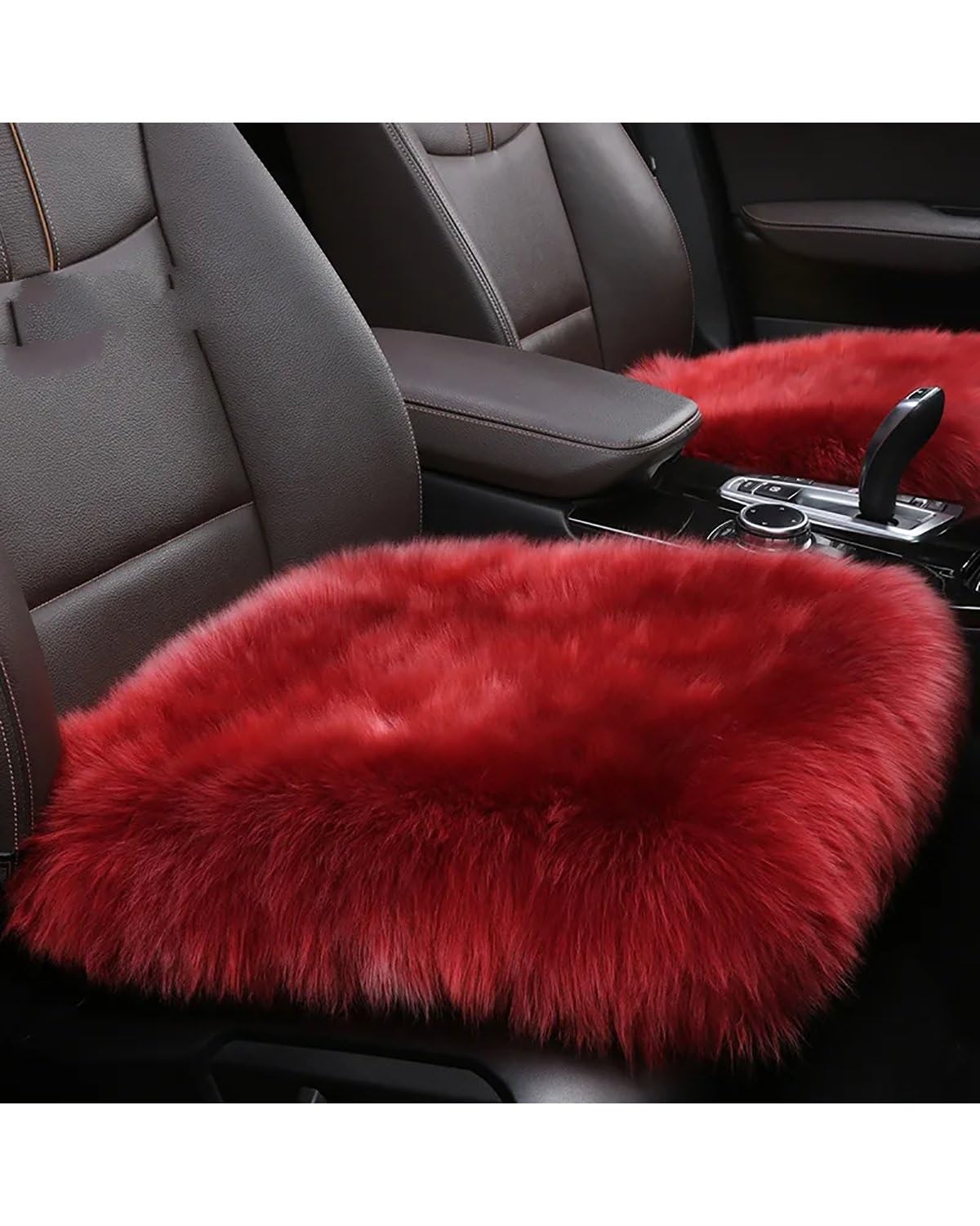 NJHZBH Autositzbezug Winter Plüsch Autositzkissen Autositz Innenausstattung Verdicktes Wollkissen Für Warmhalten Autositzkissen(1pcs red) von NJHZBH