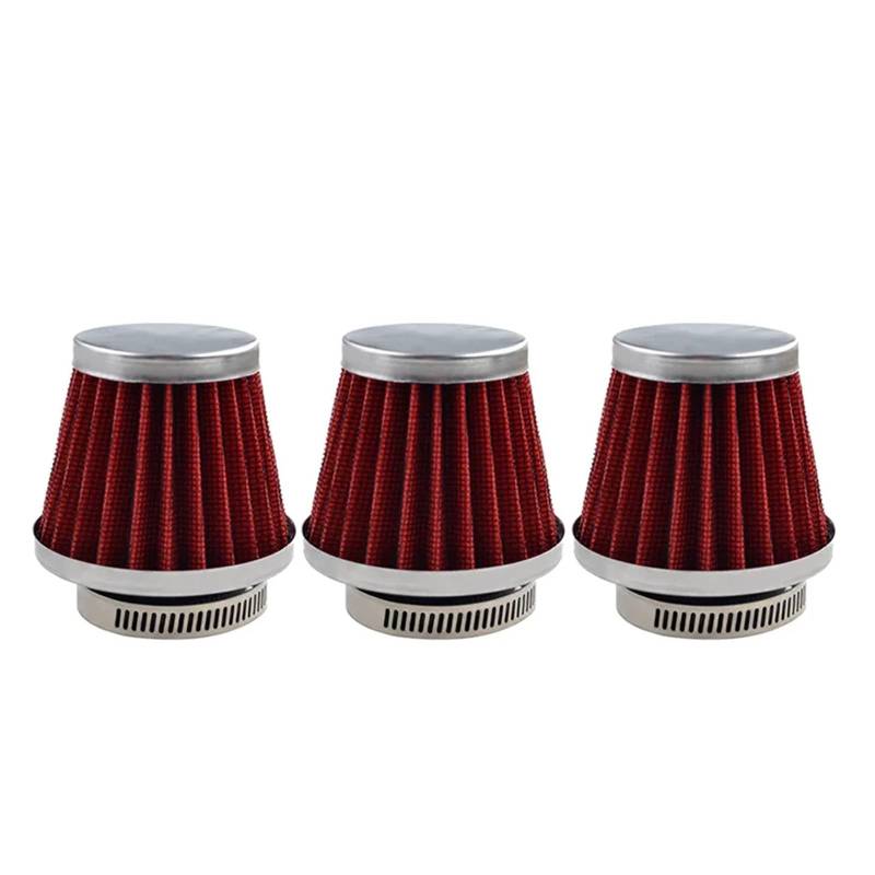 1 stück/3 stücke Motorrad 42mm Rot Schwarz Splitter Pilzkopf Luftfiltersystem Filter Ansaugreiniger Luftfilter Clamp On Cleaner(3Pcs Red) von NJTIHG