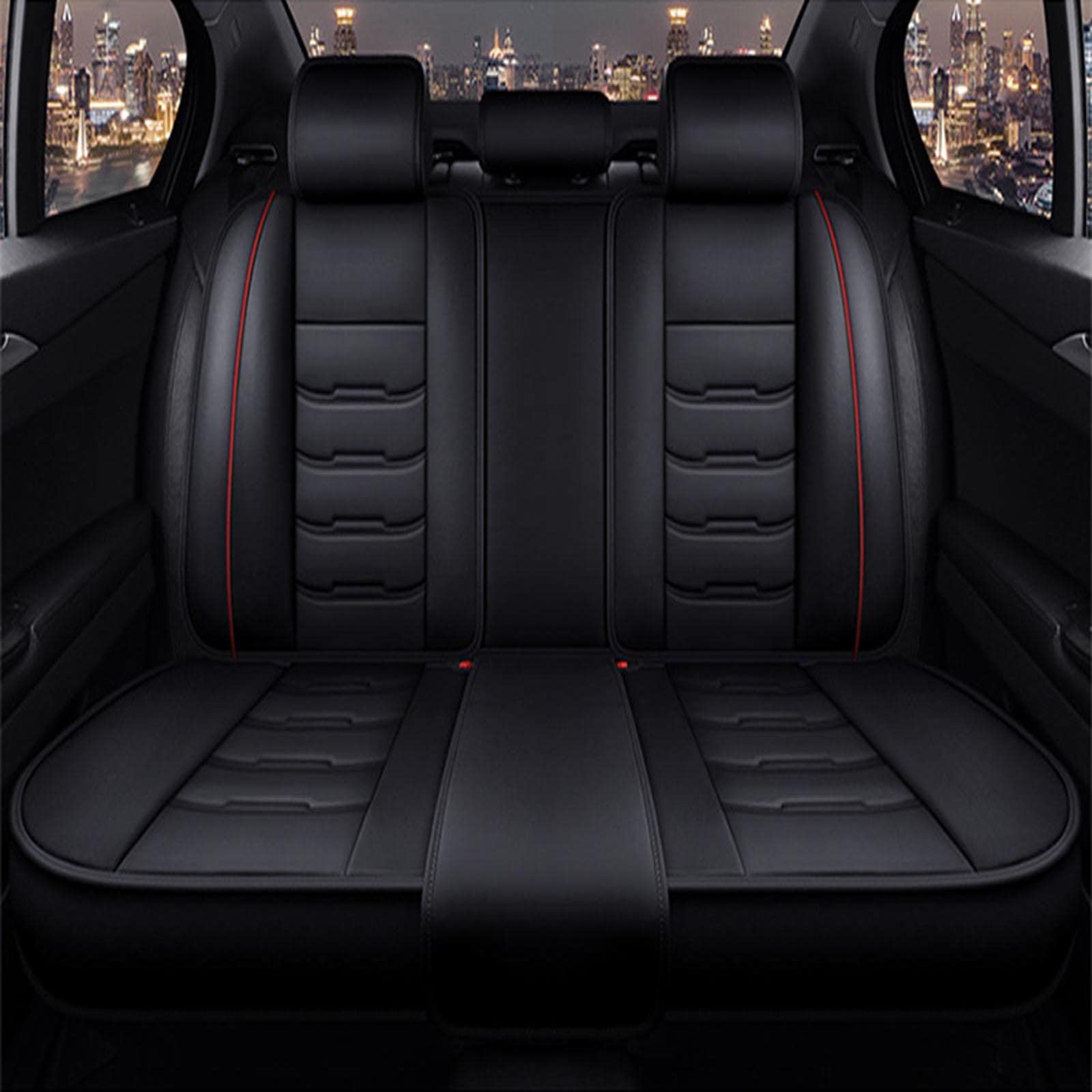 NKIANH Autositzbezüge Leder sitzbezug für Lexus GX 460 GX460 2021, Sitzauflage Auto Vorne Hinten Sitzbezüge Kompatibler Airbag Kissen Autositzschoner Komplettset,1-Black Red von NKIANH