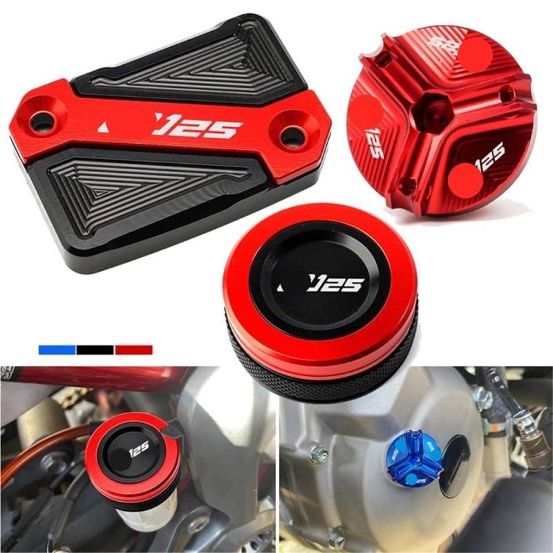 Bremspumpenabdeckung Für Ya&maha YZF R125 YZFR125 2008-2023 Motorrad Zylinder Abdeckung Vorne Hinten Brems Flüssigkeit Reservoir Kappe Öl Einfülldeckel von NLEZIZ