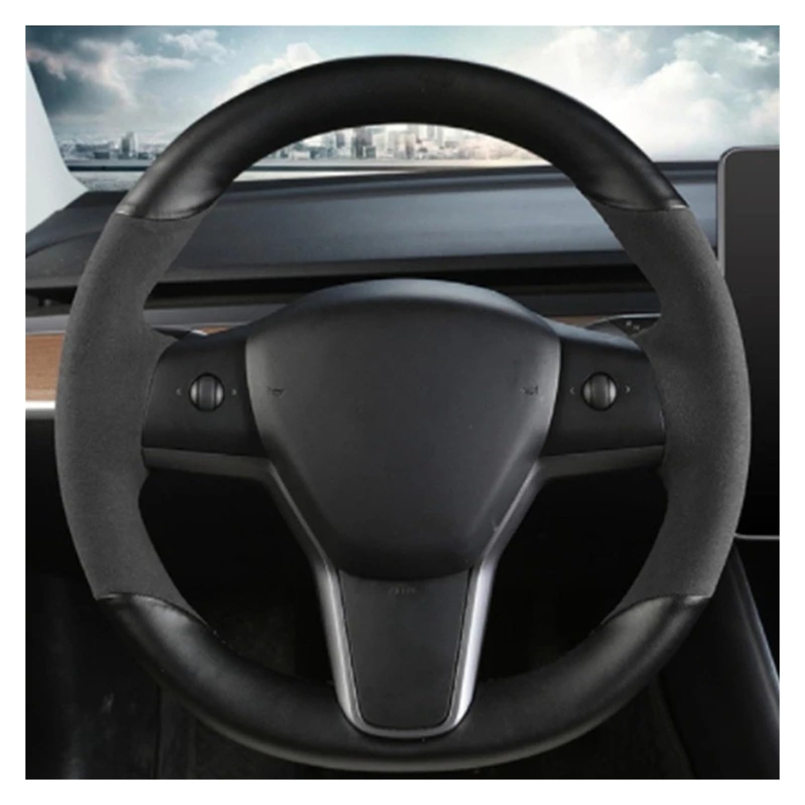 Auto Lenkradabdeckung Für Tesla Für Modell Für SY Für Modell Für X Für Modell Für 3 Handgenähte, rutschfeste Lenkradabdeckung Aus Wildledergeflecht Aus Kohlefaser Lenkradbezug Fürs Auto(Style 8) Auto Lenkradabdeckung Für Tesla Für Modell Für SY Für Modell Für X Für Modell Für 3 Handgenähte, rutschfeste Lenkradabdeckung Aus Wildledergeflecht Aus Kohlefaser Lenkradbezug Fürs Auto(Style 8) von NLNPFGHVZY