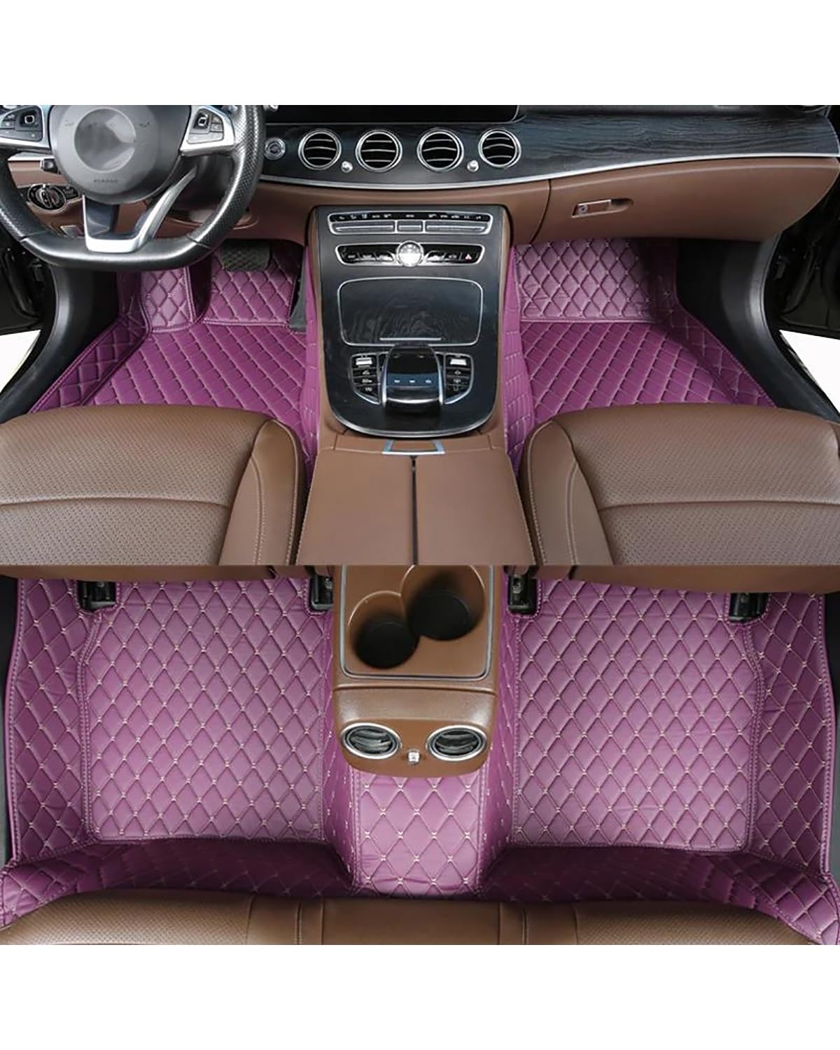 Auto Fussmatte Für Benz W164 2007 2008 2009 2010 2011 Komplettset wasserdichte rutschfeste Auto-Fußmatten Innenausstattung Zubehör Automatten Autofußmatten(Purple) von NLTNJI