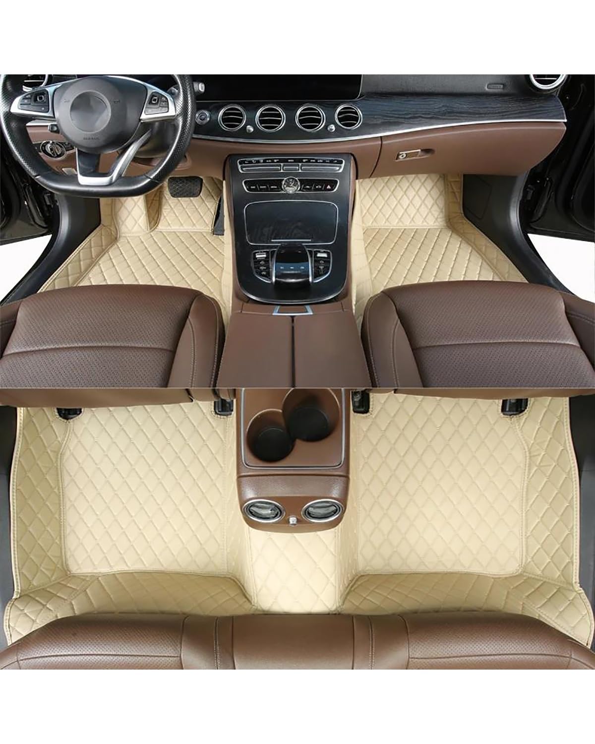 Auto Fussmatte Für Ds3 2011 2012 2013 2014 2015 2016 2017 komplettes Set wasserdicht rutschfest Auto-Fußmatten Innenausstattung Autofußmatten(Beige) von NLTNJI