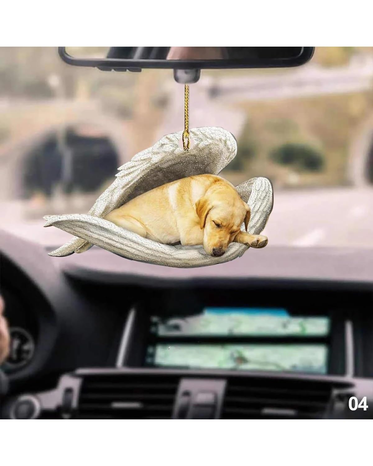 Rückspiegel Anhänger Auto 1PC Schlafen Engel Hunde Hing Ornament Keychain Innen Rückspiegel Decor Nette Lustige Home Tür Kopf Ornament Geschenke Acryl autospiegel anhänger(3) von NLTNJI