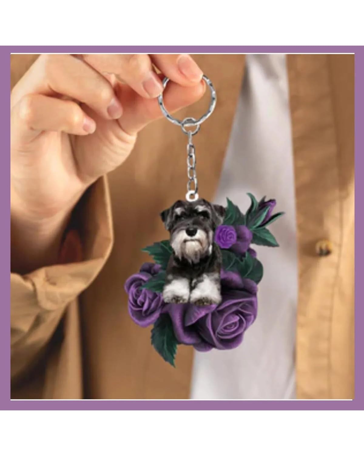 Rückspiegel Anhänger Auto 2d Flache Kawaii Niedlichen Welpen Acryl Auto Anhänger Mit Lanyard Rose Blume Hund Rückspiegel Anhänger Schlüssel Bund Hängen Ornament autospiegel anhänger(E) von NLTNJI