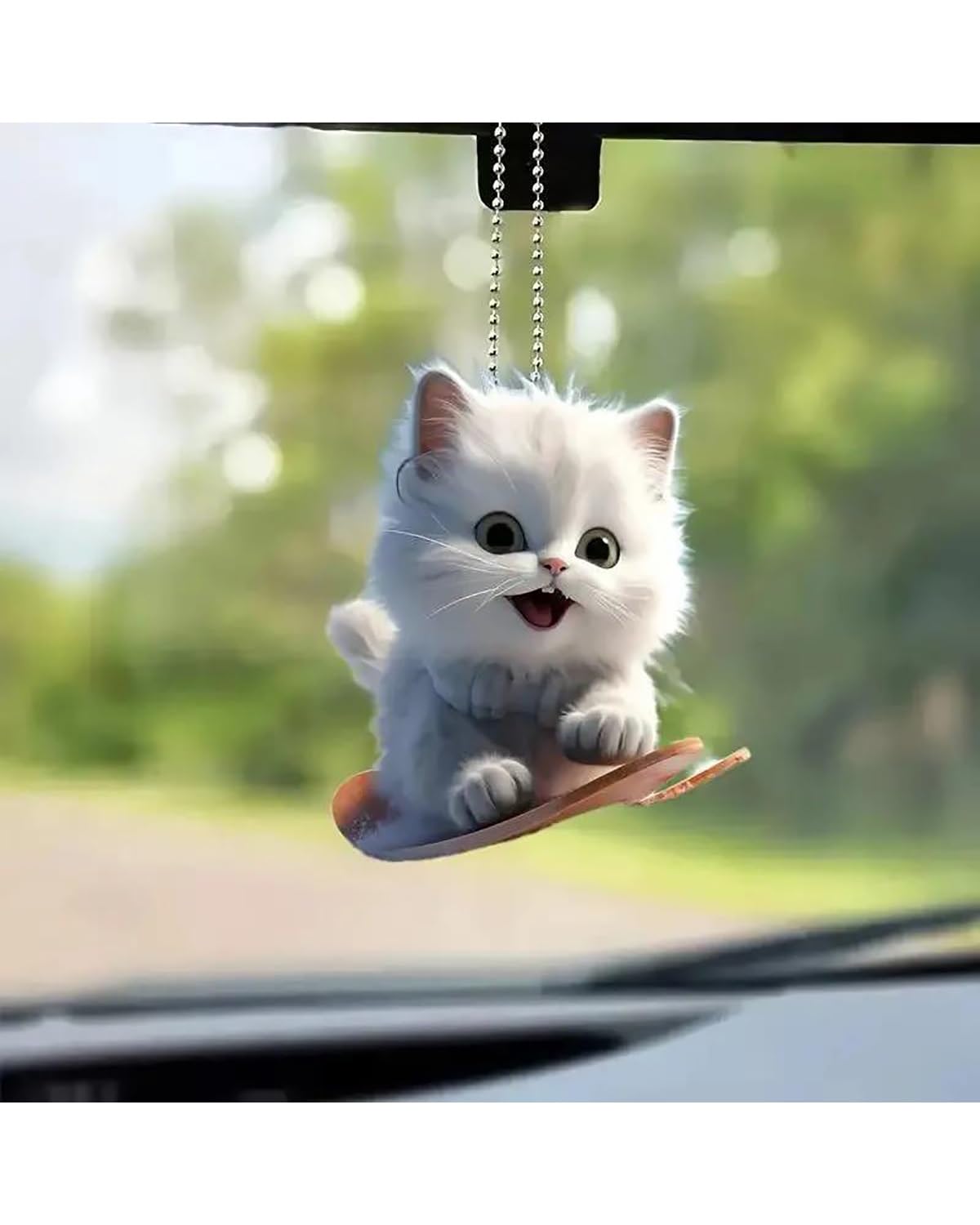 Rückspiegel Anhänger Auto Auto Anhänger Hängen Ornament Mit Kette Realistische Tier Katze-Förmigen Rückspiegel Hängen Dekor Auto Innen Zubehör autospiegel anhänger(D) von NLTNJI