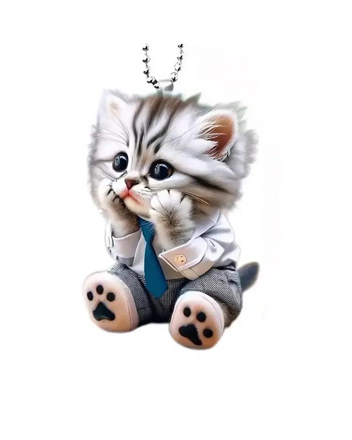 Rückspiegel Anhänger Auto Auto Anhänger Hängen Ornament Mit Kette Realistische Tier Katze-Förmigen Rückspiegel Hängen Dekor Auto Innen Zubehör autospiegel anhänger(E) von NLTNJI