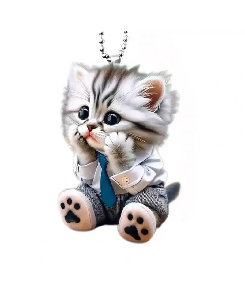 Rückspiegel Anhänger Auto Auto Anhänger Hängen Ornament Mit Kette Realistische Tier Katze-Förmigen Rückspiegel Hängen Dekor Auto Innen Zubehör autospiegel anhänger(E) von NLTNJI