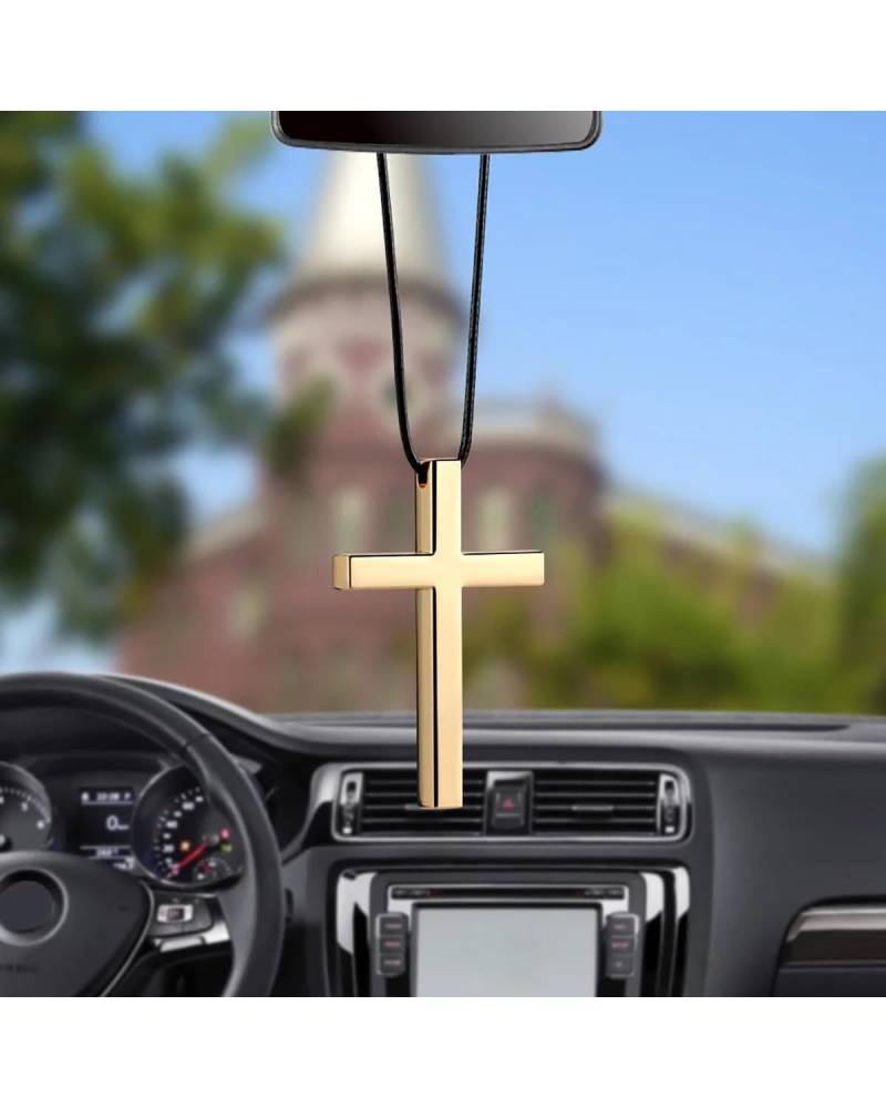 Rückspiegel Anhänger Auto Auto Anhänger Innen Metall Kreuz Jesus Christlichen Religiösen Rückspiegel Ornament Hängen Baumeln Charme Auto Styling Autos autospiegel anhänger(Yellow) von NLTNJI