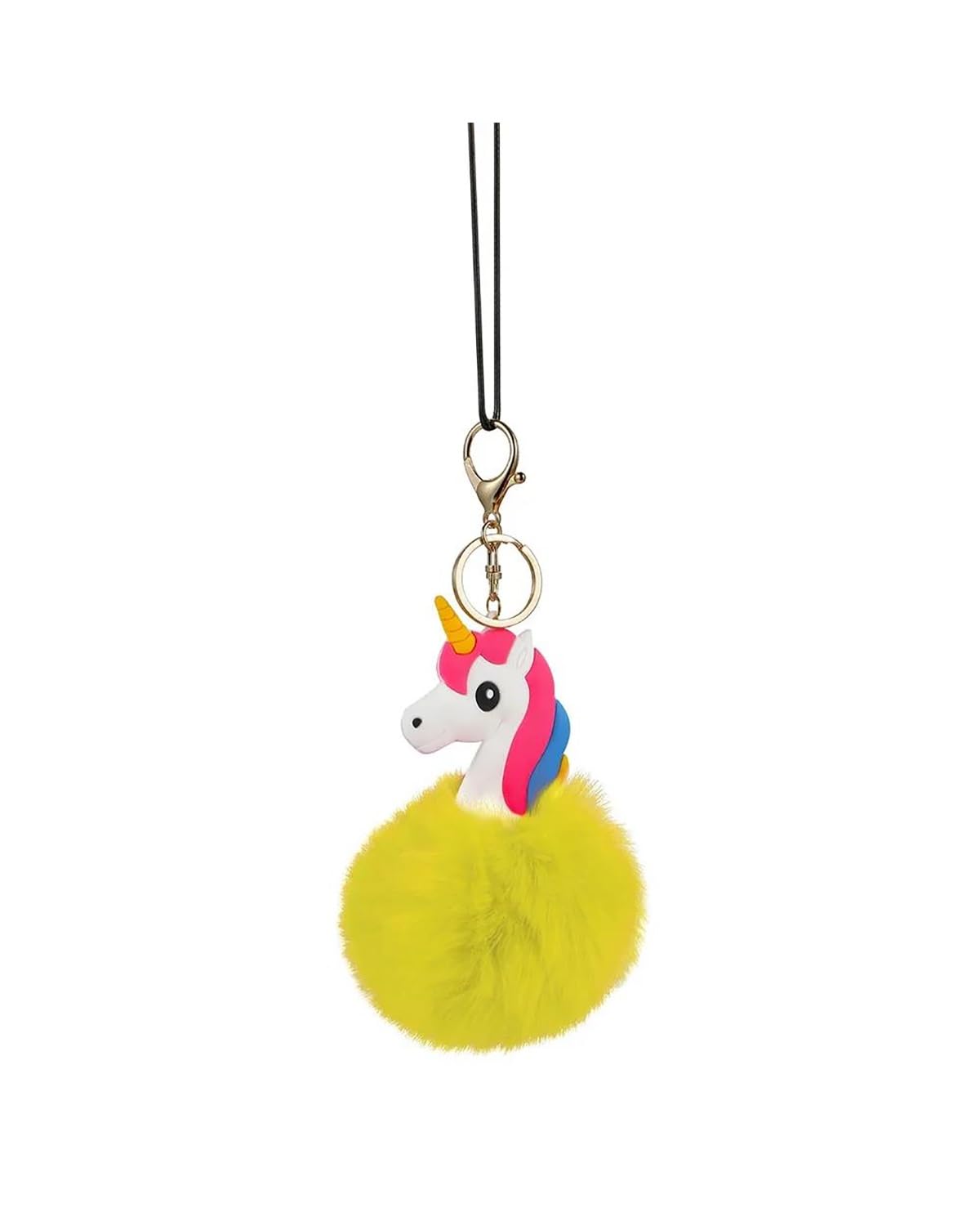 Rückspiegel Anhänger Auto Auto Anhänger Niedlich Flauschige Einhorn Kunst Pelz Ball Dekoration Autos Rückspiegel Hängen Aufhängung Ornamente Geschenke autospiegel anhänger(YELLOW) von NLTNJI