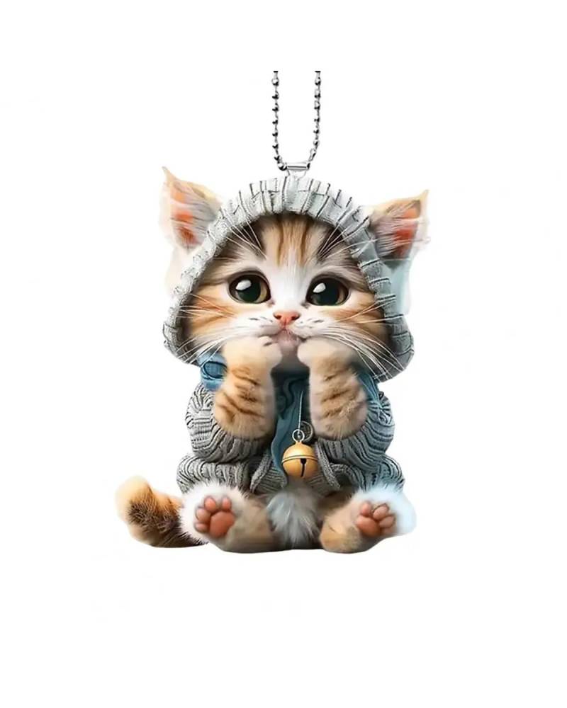 Rückspiegel Anhänger Auto Auto Hängend Ornament 2D Katze Auto Hängende Dekoration Mit Perle Kette Acryl Auto Rückspiegel Kätzchen Tier Hängende Ornament Anhänger Nt Car Hanging Ornament autospiegel an von NLTNJI