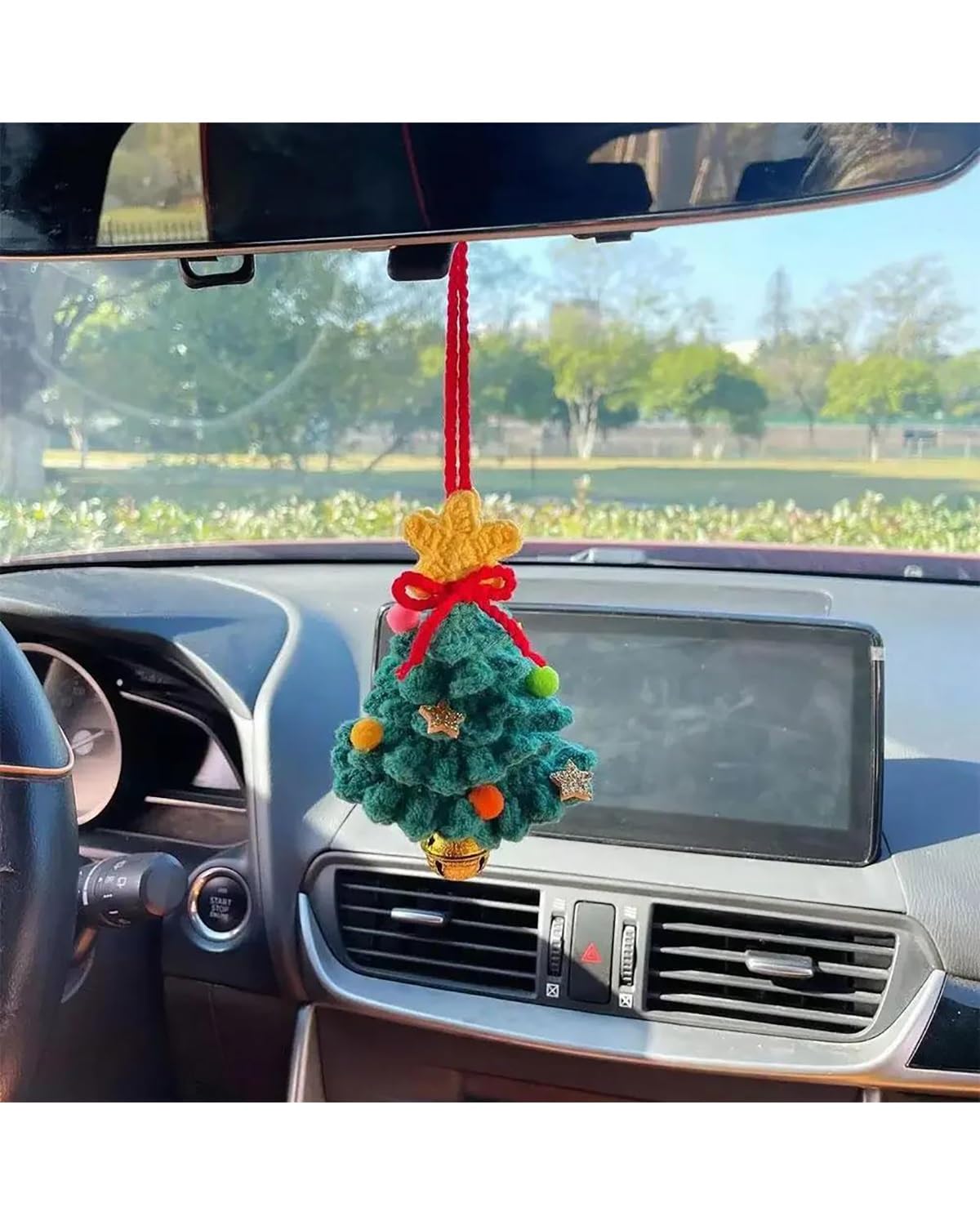 Rückspiegel Anhänger Auto Auto Pflanze Anhänger Auto Niedlichen Hand Gewebten Weihnachts Baum Rückspiegel Anhänger Frauen Nach Hause Kreative Woll Schmuck autospiegel anhänger(Dark Green) von NLTNJI