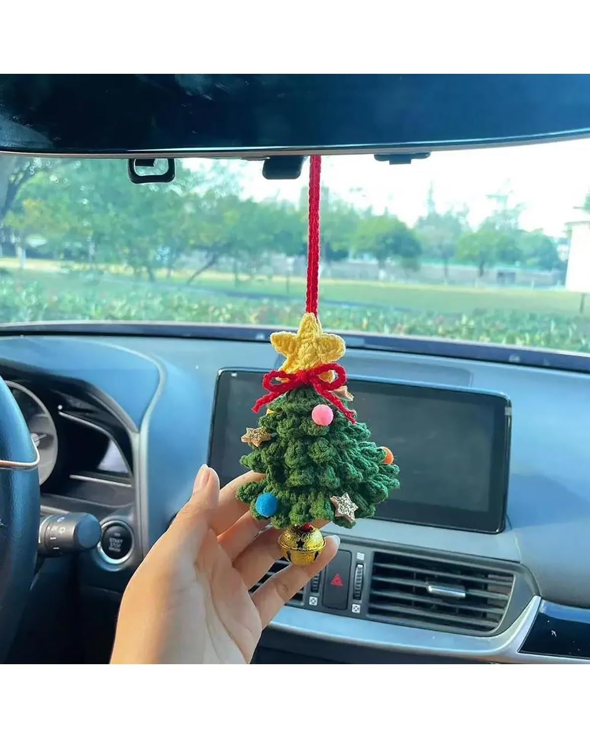 Rückspiegel Anhänger Auto Auto Pflanze Anhänger Auto Niedlichen Hand Gewebten Weihnachts Baum Rückspiegel Anhänger Frauen Nach Hause Kreative Woll Schmuck autospiegel anhänger(Light green) von NLTNJI