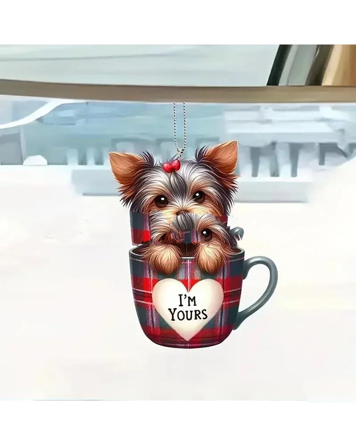 Rückspiegel Anhänger Auto Cute Dog Acrylic Material Flat Car Pendant Car Decorative Accessories Interior Moulding Car Ornaments Hanging Adorns Decors autospiegel anhänger(2) von NLTNJI