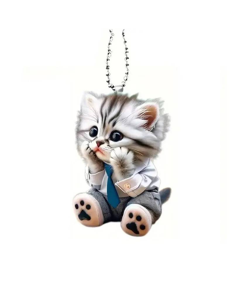 Rückspiegel Anhänger Auto Hoch Aussehende Entzückende 2d Acryl Flache Katze Anhänger Für Autos Auto Anhänger Hängen Ornament Mit Kette Katzen Förmigen Spiegel autospiegel anhänger von NLTNJI