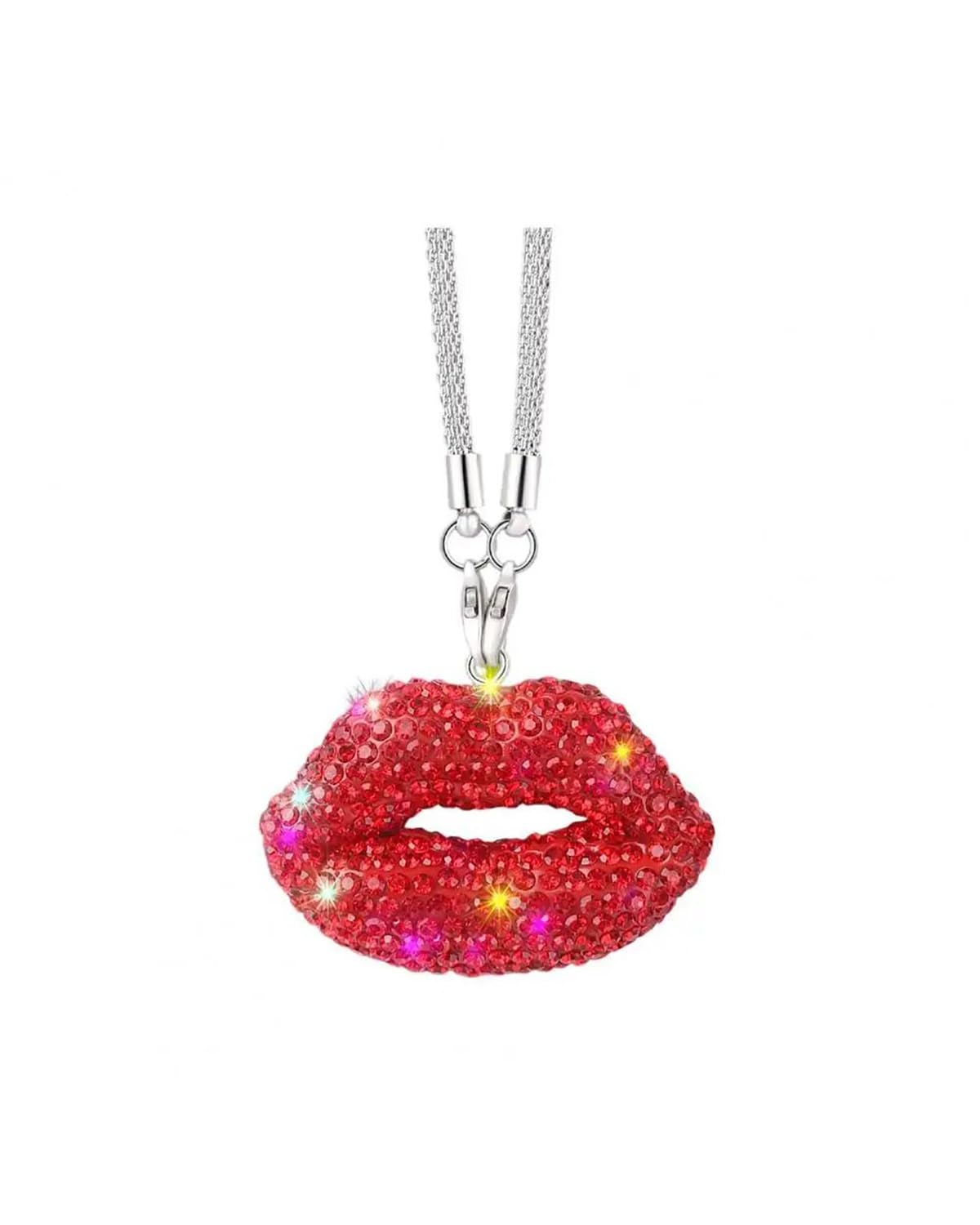 Rückspiegel Anhänger Auto Rückspiegel Anhänger Funkelnden Strass Lippen Förmigen Auto Rückspiegel Charme Ornament Elegante Hängende Anhänger autospiegel anhänger(Red) von NLTNJI