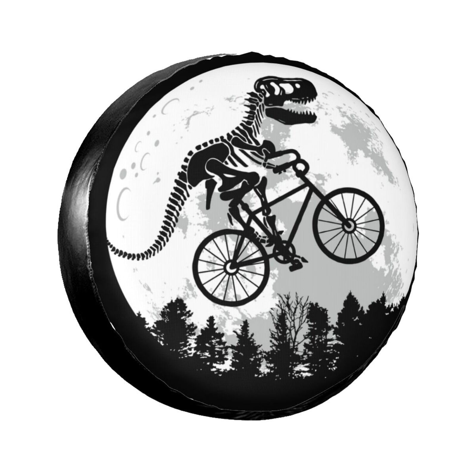 Dinosaur Moon Ride Bike Reserveradabdeckung, Felgenschutz, wetterfest, wasserdicht, staubdicht, Radabdeckung, universell passend für Wohnmobil, SUV, LKW, Camper, Wohnwagen, 16 Zoll von NLWQEKV